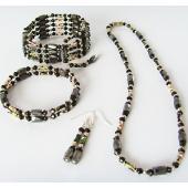 Black Cloisonne Beads Magnetic Wrap Bracelet Necklace All in One Set Jewelry Set